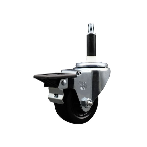 3'' Soft Rubber Swivel 7/8'' Expanding Stem Caster with Brake